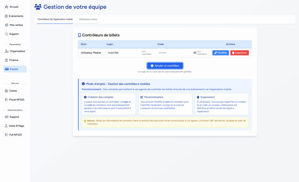billettera billetterie gratuite pour les pros